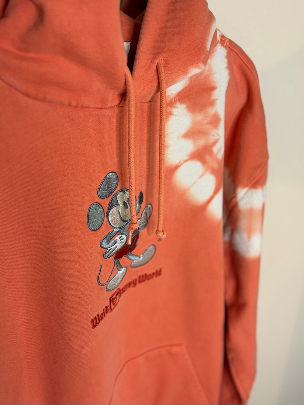Disney Parks Genuine Mouse-wear Coral Tie-dyed Mickey Pullover Hoodie #1233